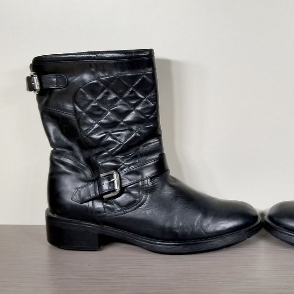 Aquatalia Sweetness Short Quilted Moto Boot, Black Leather, Womens Size 8 - Picture 6 of 14